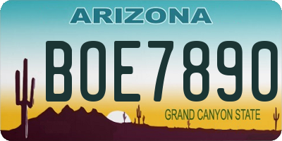 AZ license plate BOE7890