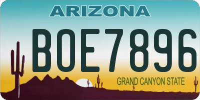 AZ license plate BOE7896