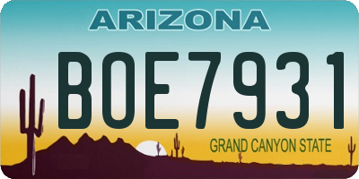 AZ license plate BOE7931