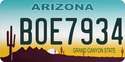 AZ license plate BOE7934