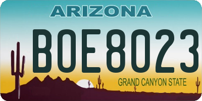 AZ license plate BOE8023