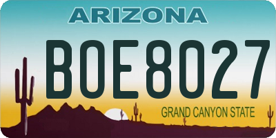 AZ license plate BOE8027
