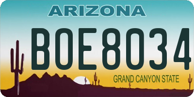 AZ license plate BOE8034