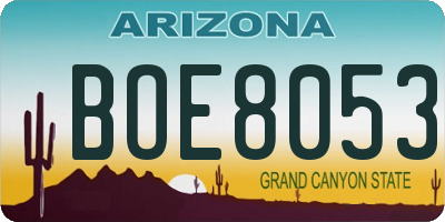 AZ license plate BOE8053