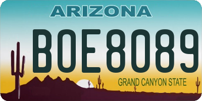 AZ license plate BOE8089