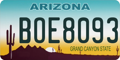 AZ license plate BOE8093