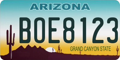 AZ license plate BOE8123