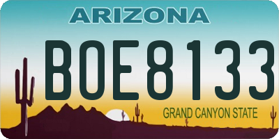 AZ license plate BOE8133