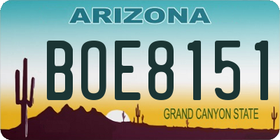 AZ license plate BOE8151