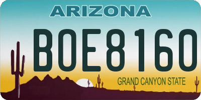 AZ license plate BOE8160