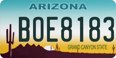 AZ license plate BOE8183