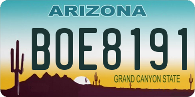 AZ license plate BOE8191