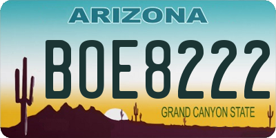 AZ license plate BOE8222
