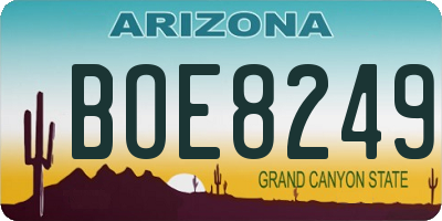AZ license plate BOE8249