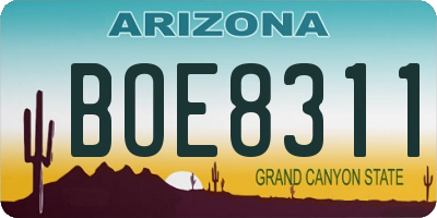 AZ license plate BOE8311