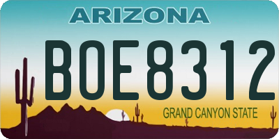 AZ license plate BOE8312