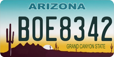 AZ license plate BOE8342