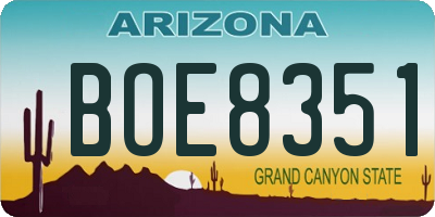 AZ license plate BOE8351