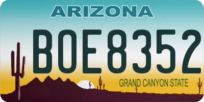 AZ license plate BOE8352