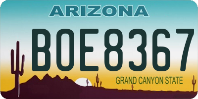 AZ license plate BOE8367