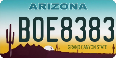 AZ license plate BOE8383