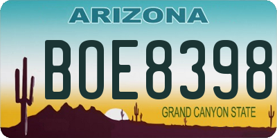 AZ license plate BOE8398