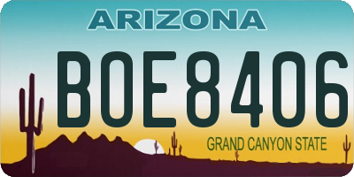 AZ license plate BOE8406