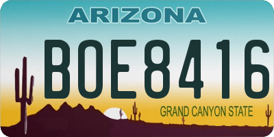 AZ license plate BOE8416