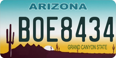 AZ license plate BOE8434