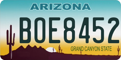 AZ license plate BOE8452
