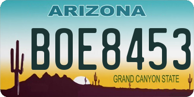 AZ license plate BOE8453