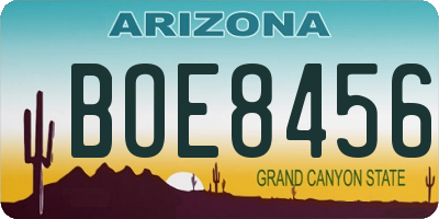 AZ license plate BOE8456