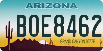 AZ license plate BOE8462