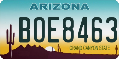 AZ license plate BOE8463