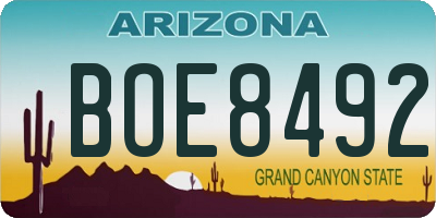 AZ license plate BOE8492