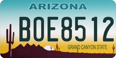 AZ license plate BOE8512