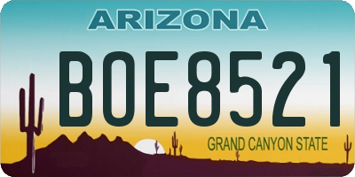 AZ license plate BOE8521