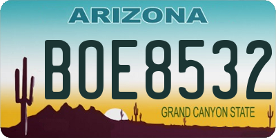 AZ license plate BOE8532