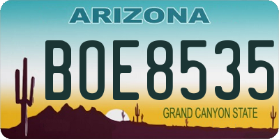 AZ license plate BOE8535
