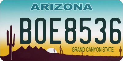 AZ license plate BOE8536