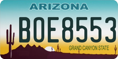 AZ license plate BOE8553