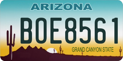 AZ license plate BOE8561