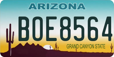 AZ license plate BOE8564