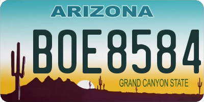 AZ license plate BOE8584