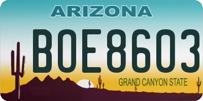 AZ license plate BOE8603