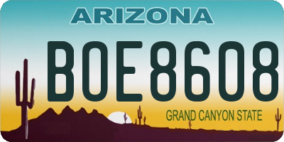 AZ license plate BOE8608
