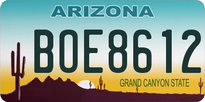 AZ license plate BOE8612