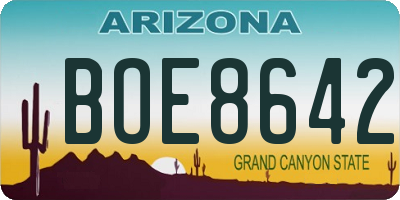 AZ license plate BOE8642