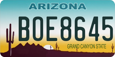AZ license plate BOE8645