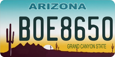 AZ license plate BOE8650